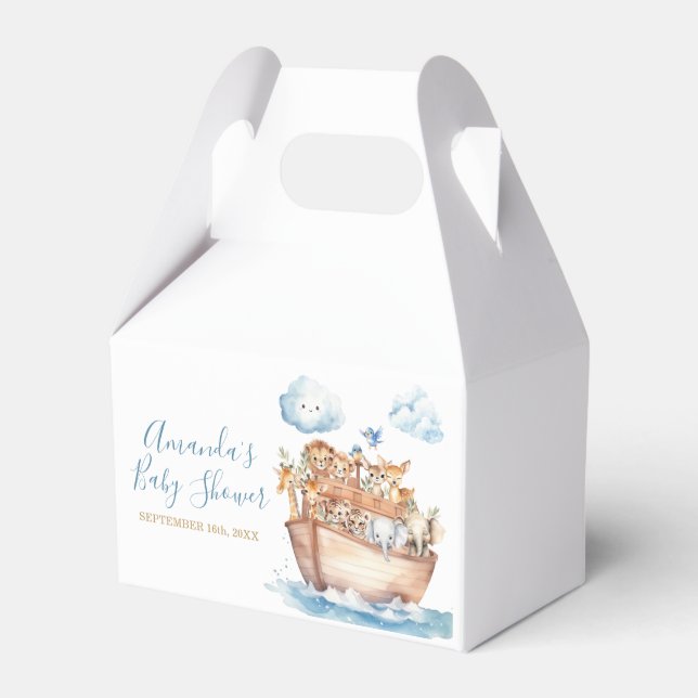 Cute Boy Noah's Ark Baby Shower Favor Box (Front Side)