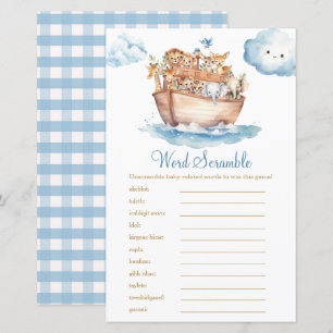 Cute Boy Noah's Ark Baby Shower Word Scramble Game