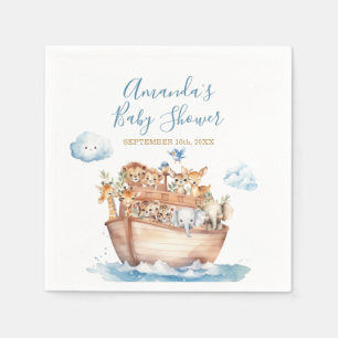 Cute Boy Noah's Ark Cloud Baby Shower Napkin