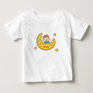 Cute Boy on the Moon Baby Tee