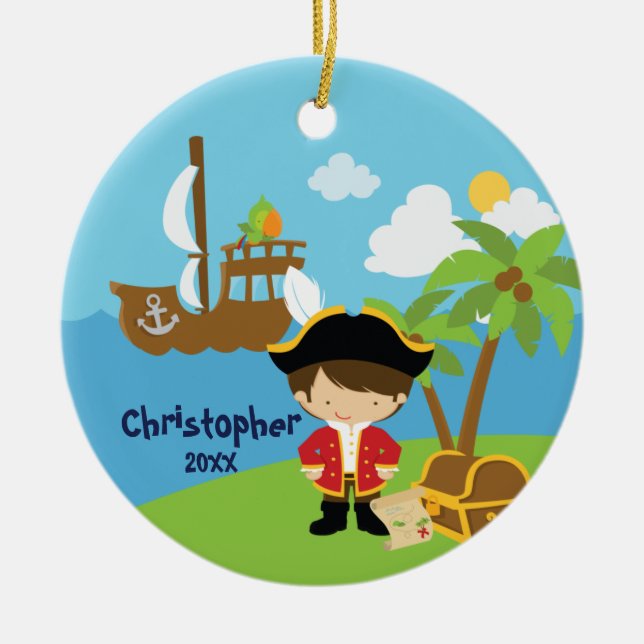 Cute Boy Pirate Christmas Ornament (Front)