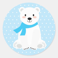 Cute Boy Polar Bear Baby Shower Blue