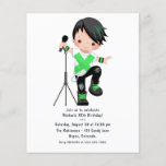 Cute Boy Rock Star Birthday Party Flyer<br><div class="desc">Rock star boy birthday invitation customizable to your event specifics. Envelopes are not included. For thicker invitations with envelopes included and matching products on the same theme please see the collection below.</div>