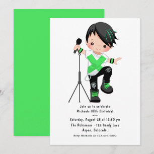 Cute Boy Rock Star Birthday Party Invitation