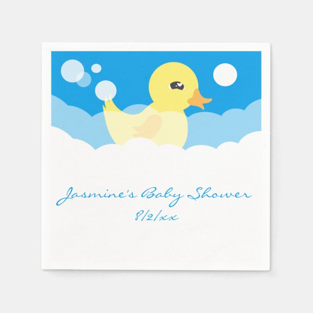 Cute Boy Rubber Ducky Baby Shower Napkin (Front)