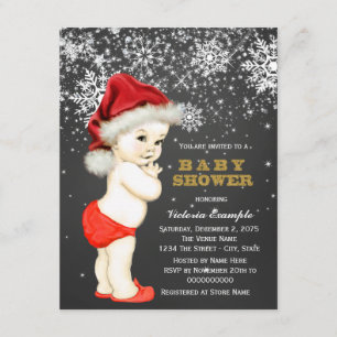 Cute Boy Santa Baby Snowflake Baby Shower Invitation