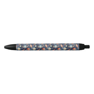 Cute Boy Space Planet Watercolor Blue Orange Black Ink Pen