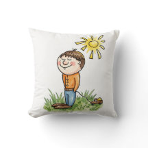 Cute Boy Toy Car Throw Cushion
