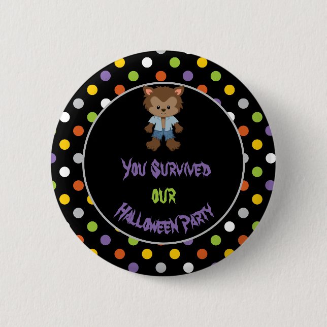 Cute Boy Werewolf Halloween Party 2 Inch Round Button (Front)