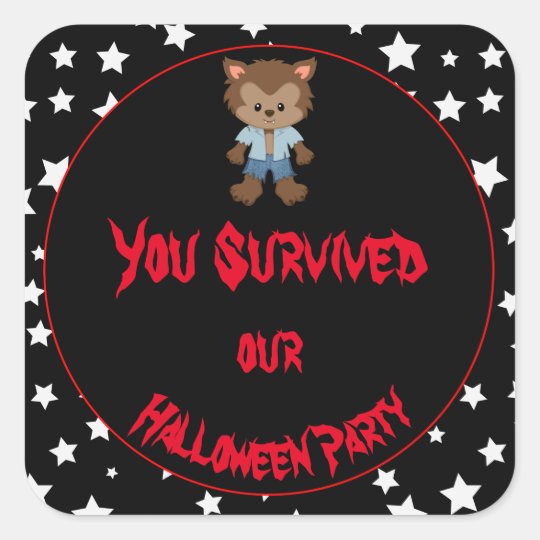 Cute Boy Werewolf Halloween Party Square Sticker