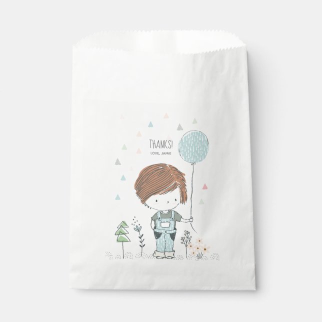 Cute Boy with Balloon Birthday Favor Bags (Front)
