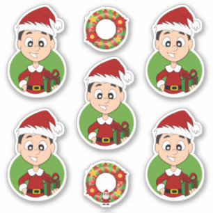 Cute boy with short black hair Christmas Sticker