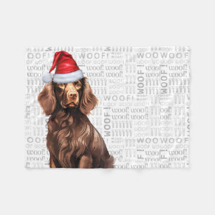Cute Boykin Spaniel Dog Christmas Holiday Fleece Blanket