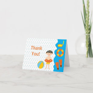 Cute BOyl Pool Party Thank You Note Card