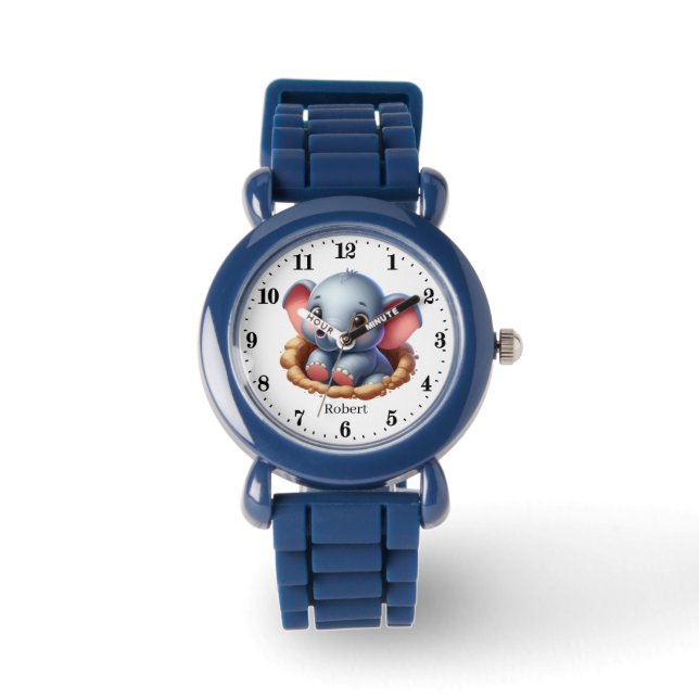 Cute boys add name elephant watch (Front)