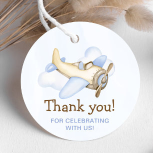 Cute Boy's Airplane Theme 1st Birthday Party Favour Tags