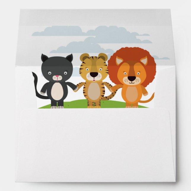 Cute Boys Animal Friends Kids Birthday Party  Envelope (Back (Bottom))