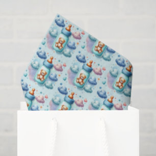 Cute boys bottle tiled baby shower tissue paper