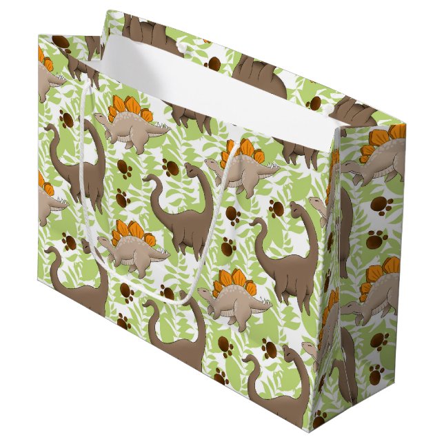 Cute boys Dino pattern party bag (Front Angled)