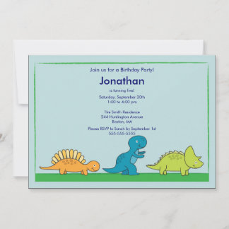 Cute Boys Dinosaur Birthday Party Invitation