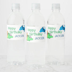 Cute Boys Dinosaur Kids Party Water Bottle Label