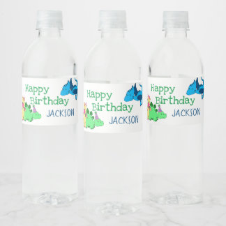 Cute Boys Dinosaur Kids Party Water Bottle Label
