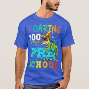 Cute Boys Dinosaur T-Rex Roaring Into 100 Days T-Shirt