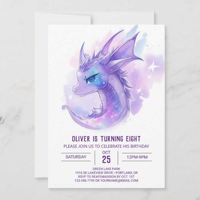 Cute Boy's Dragon Quest Birthday Invitation (Front)