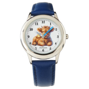 Cute boys highland cow add name  watch
