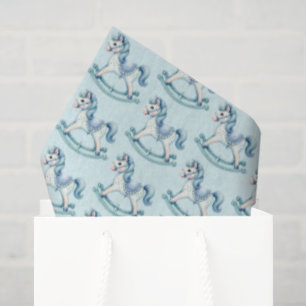 Cute boys rocking horse tiled pattern tissue paper