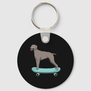 Cute Boys Skateboarding Gift Weimaraner Weim Dog P Keychain