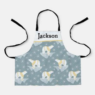 Cute Boys Winter Polar Bear Snowflake Kids Cooking Apron
