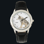 Cute Boys Wolf Animal Kids Wildlife Woodland Watch<br><div class="desc">Cute,  boys,  wolf,  woodland,  forest,  happy,  wildlife,  animal watercolor watch. Perfect for kids. Personalize it with your child's name.</div>