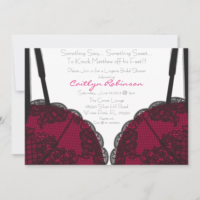 Cute Bra Lingerie Bridal Shower Invitation (Front)