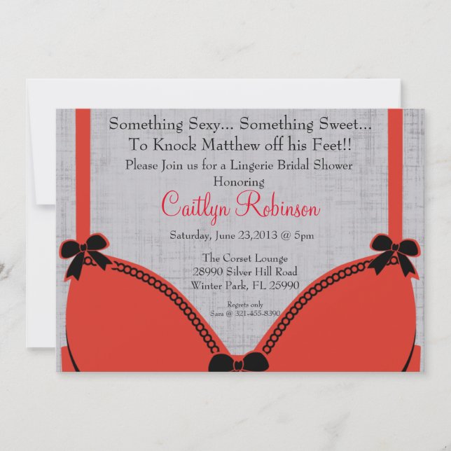 Cute Bra Lingerie Invitation de la douche nuptiale (Devant)