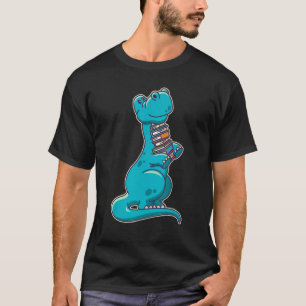 Cute Brachiosaurus Dinosaur With Books T-Shirt