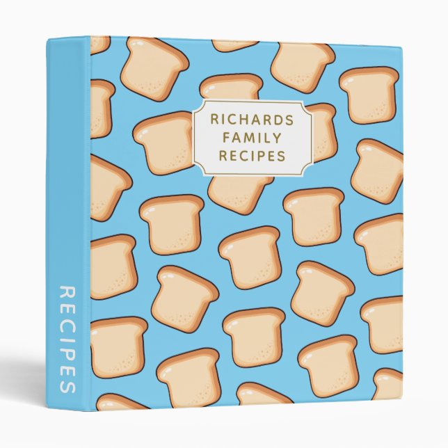 Cute Bread Pattern Cookbook Family Recipe Binder (Front/Spine)