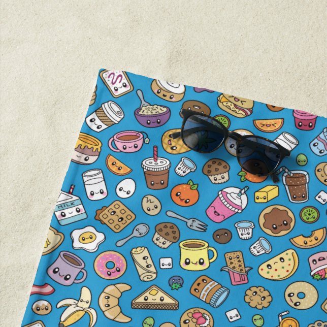 Cute Breakfast Food Beach Towel (In Situ)