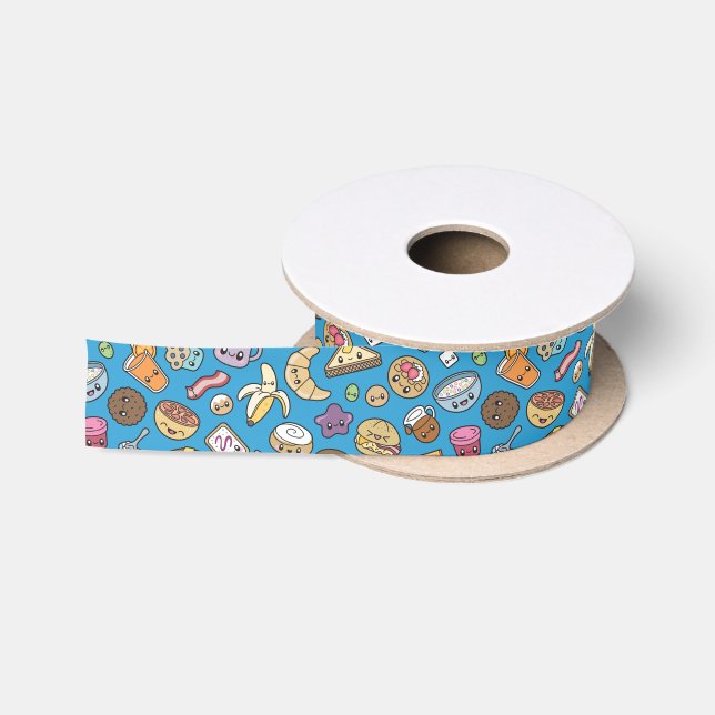 Cute Breakfast Food ribbon Satin Ribbon (Spool)