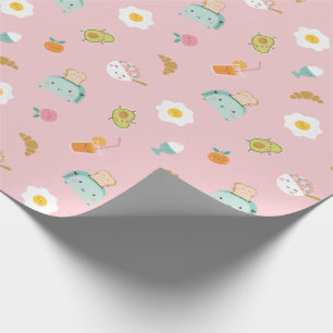 Cute Breakfast on pink Wrapping Paper