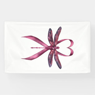 Cute Breast Cancer Heart Dragonflies Awareness Wom Banner