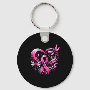 Cute Breast Cancer Heart Dragonflies Awareness Wom Keychain