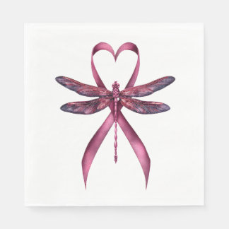 Cute Breast Cancer Heart Dragonflies Awareness Wom Napkin