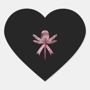Cute Breast Cancer Heart Dragonflies Awareness Wom Sticker