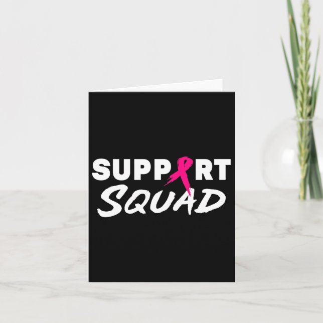 Cute Breast Cancer Support Squad Pink Ribbon  Card (Front)