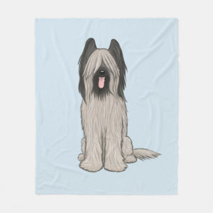 Cute Briard Cartoon Dog Original Pet Art Fleece Blanket