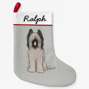 Cute Briard Cartoon Dog Personalized Pet Lover's Small Christmas Stocking