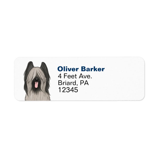 Cute Briard Cartoon Dog Return Address Labels (Front)