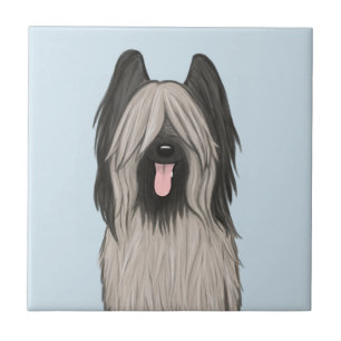 Cute Briard Cartoon Dog Tile