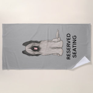 Cute Briard with Custom Text Beach Towel